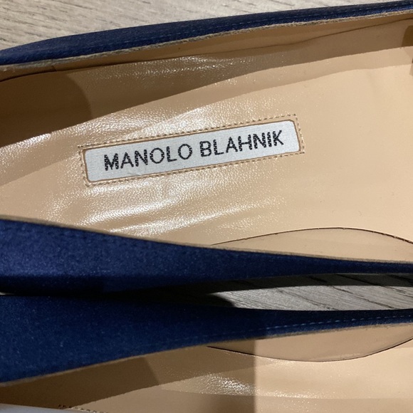 Manolo Blahnik Hangisi Blue Satin flat 38 - Picture 3 of 10
